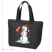 Christmas Pickleball Player Funny Pickleball Snowman Xmas Gift Tote Bag thumb 3