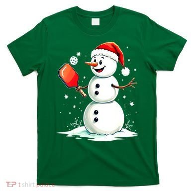 Christmas Pickleball Player Funny Pickleball Snowman Xmas Gift T-Shirt
