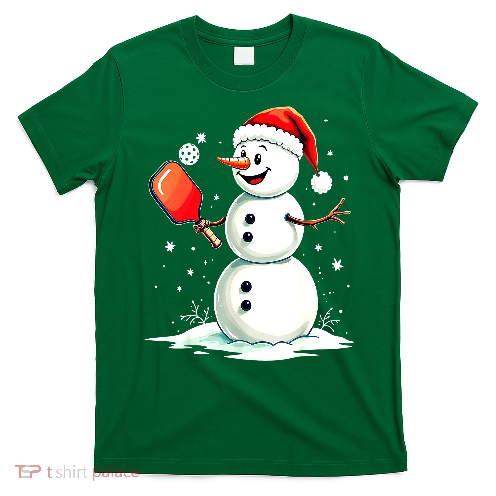 Christmas Pickleball Player Funny Pickleball Snowman Xmas Gift T-Shirt