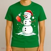 Christmas Pickleball Player Funny Pickleball Snowman Xmas Gift T-Shirt thumb 3