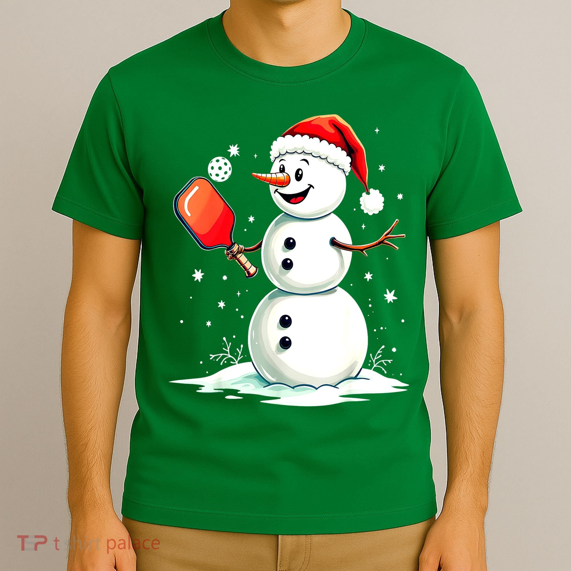 Christmas Pickleball Player Funny Pickleball Snowman Xmas Gift T-Shirt