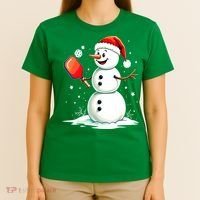 Christmas Pickleball Player Funny Pickleball Snowman Xmas Gift T-Shirt thumb 4