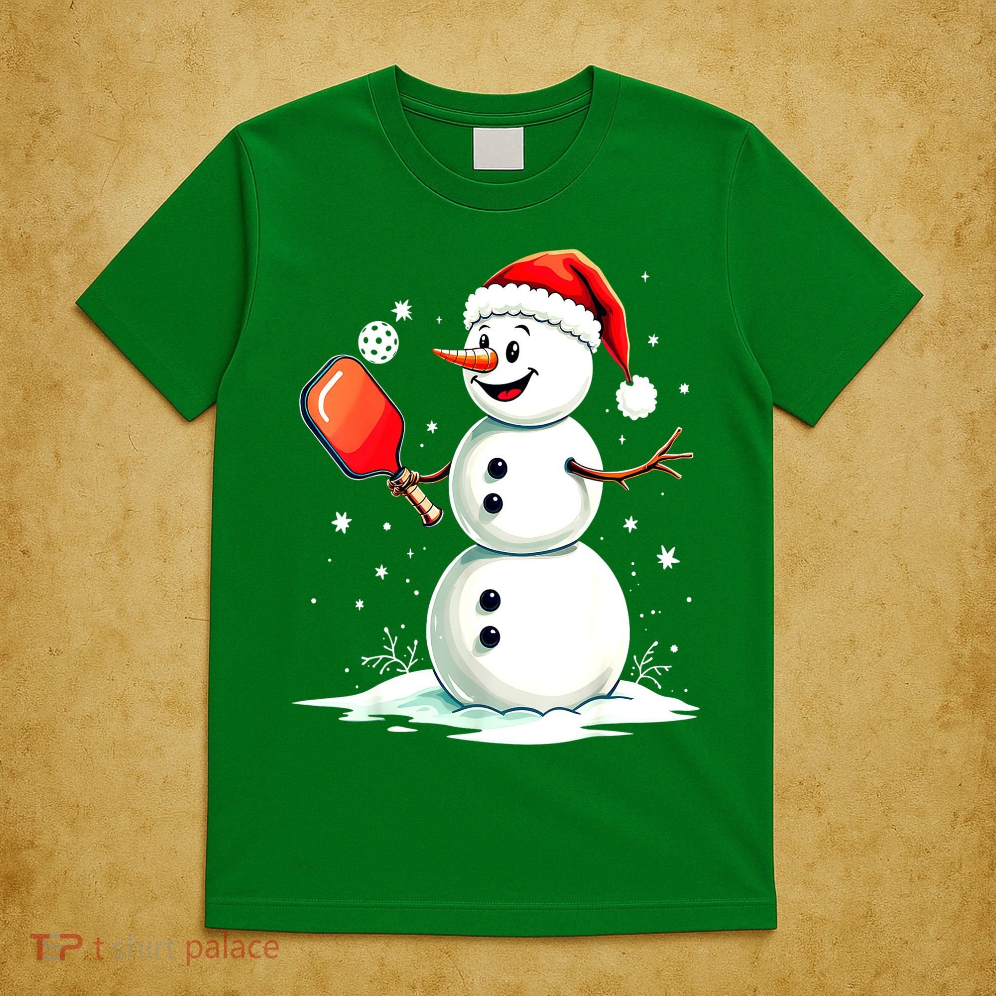 Christmas Pickleball Player Funny Pickleball Snowman Xmas Gift T-Shirt