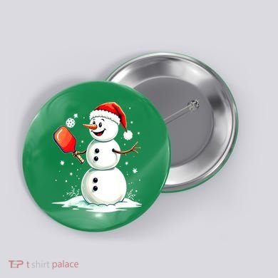 Christmas Pickleball Player Funny Pickleball Snowman Xmas Gift Button