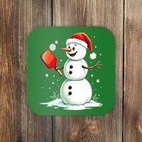 Christmas Pickleball Player Funny Pickleball Snowman Xmas Gift Coaster thumb 0