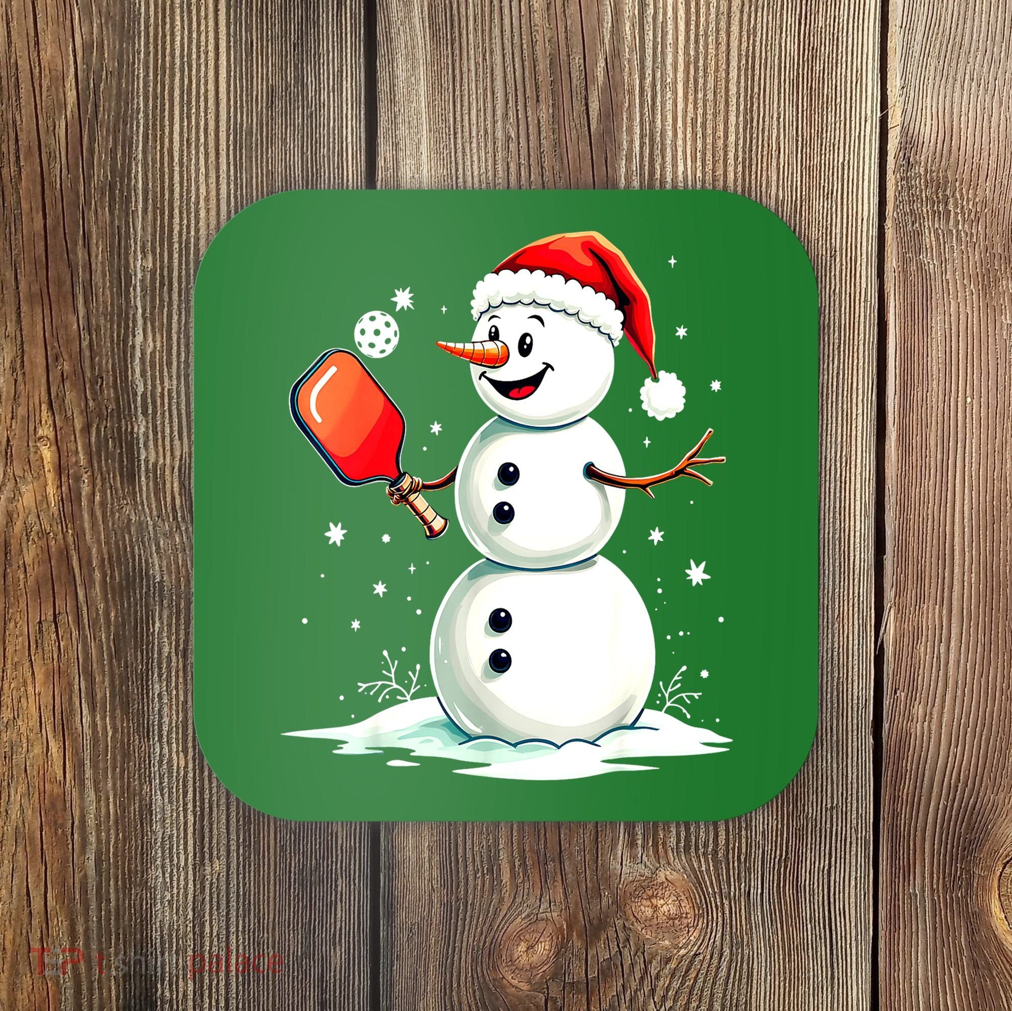 Christmas Pickleball Player Funny Pickleball Snowman Xmas Gift Coaster