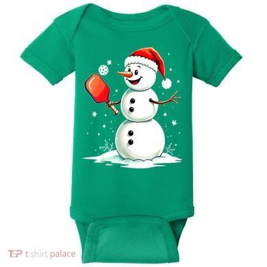 Christmas Pickleball Player Funny Pickleball Snowman Xmas Gift Baby Bodysuit