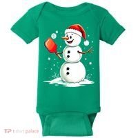 Christmas Pickleball Player Funny Pickleball Snowman Xmas Gift Baby Bodysuit thumb 0