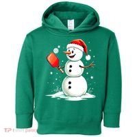Christmas Pickleball Player Funny Pickleball Snowman Xmas Gift Toddler Hoodie thumb 0