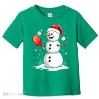 Christmas Pickleball Player Funny Pickleball Snowman Xmas Gift Toddler T-Shirt thumb 0