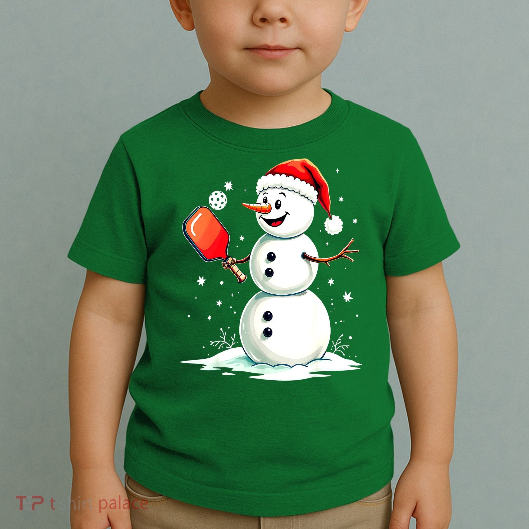 Christmas Pickleball Player Funny Pickleball Snowman Xmas Gift Toddler T-Shirt