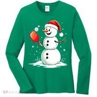 Christmas Pickleball Player Funny Pickleball Snowman Xmas Gift Women's Long Sleeve Shirt thumb 0