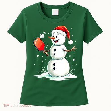 Christmas Pickleball Player Funny Pickleball Snowman Xmas Gift Women's T-Shirt