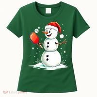 Christmas Pickleball Player Funny Pickleball Snowman Xmas Gift Women's T-Shirt thumb 0