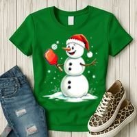 Christmas Pickleball Player Funny Pickleball Snowman Xmas Gift Women's T-Shirt thumb 3