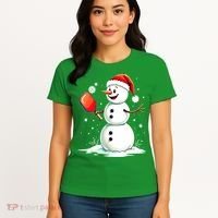 Christmas Pickleball Player Funny Pickleball Snowman Xmas Gift Women's T-Shirt thumb 4