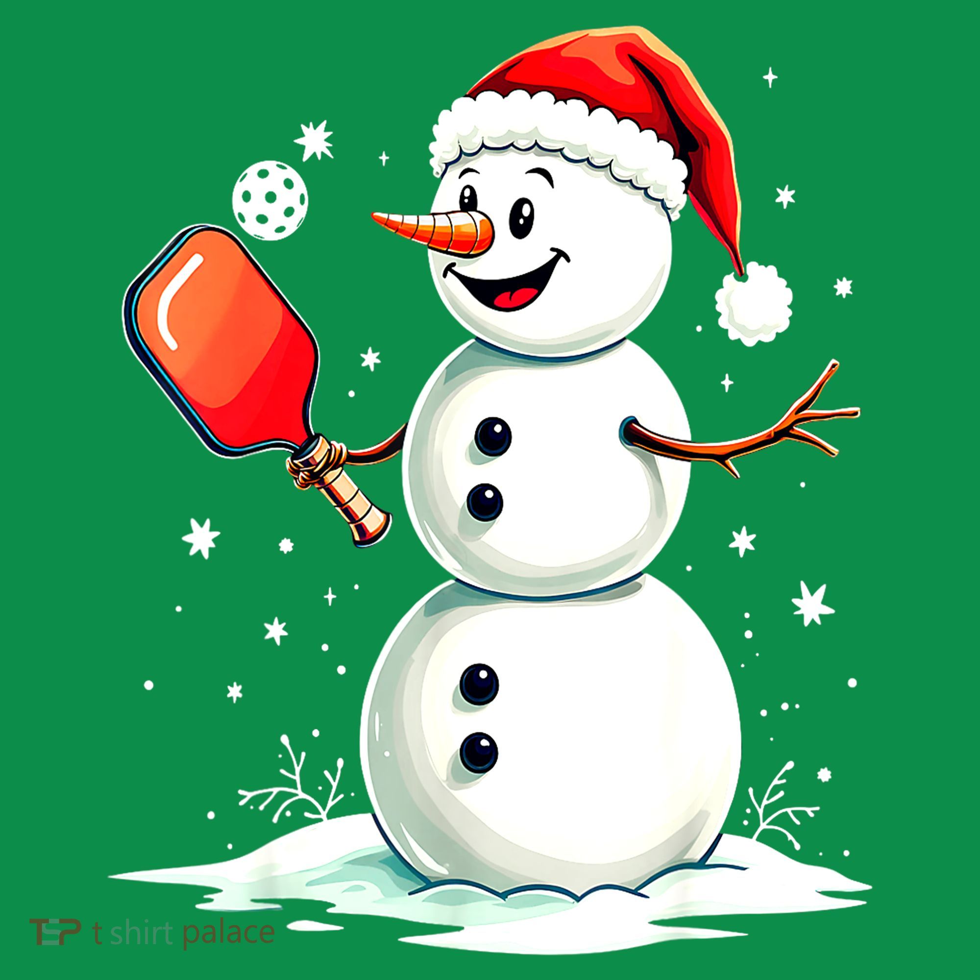 Christmas Pickleball Player Funny Pickleball Snowman Xmas Gift Women's T-Shirt