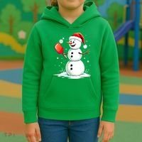 Christmas Pickleball Player Funny Pickleball Snowman Xmas Gift Kids Hoodie thumb 3