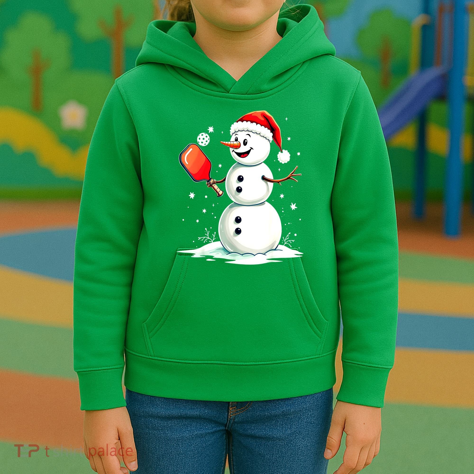 Christmas Pickleball Player Funny Pickleball Snowman Xmas Gift Kids Hoodie