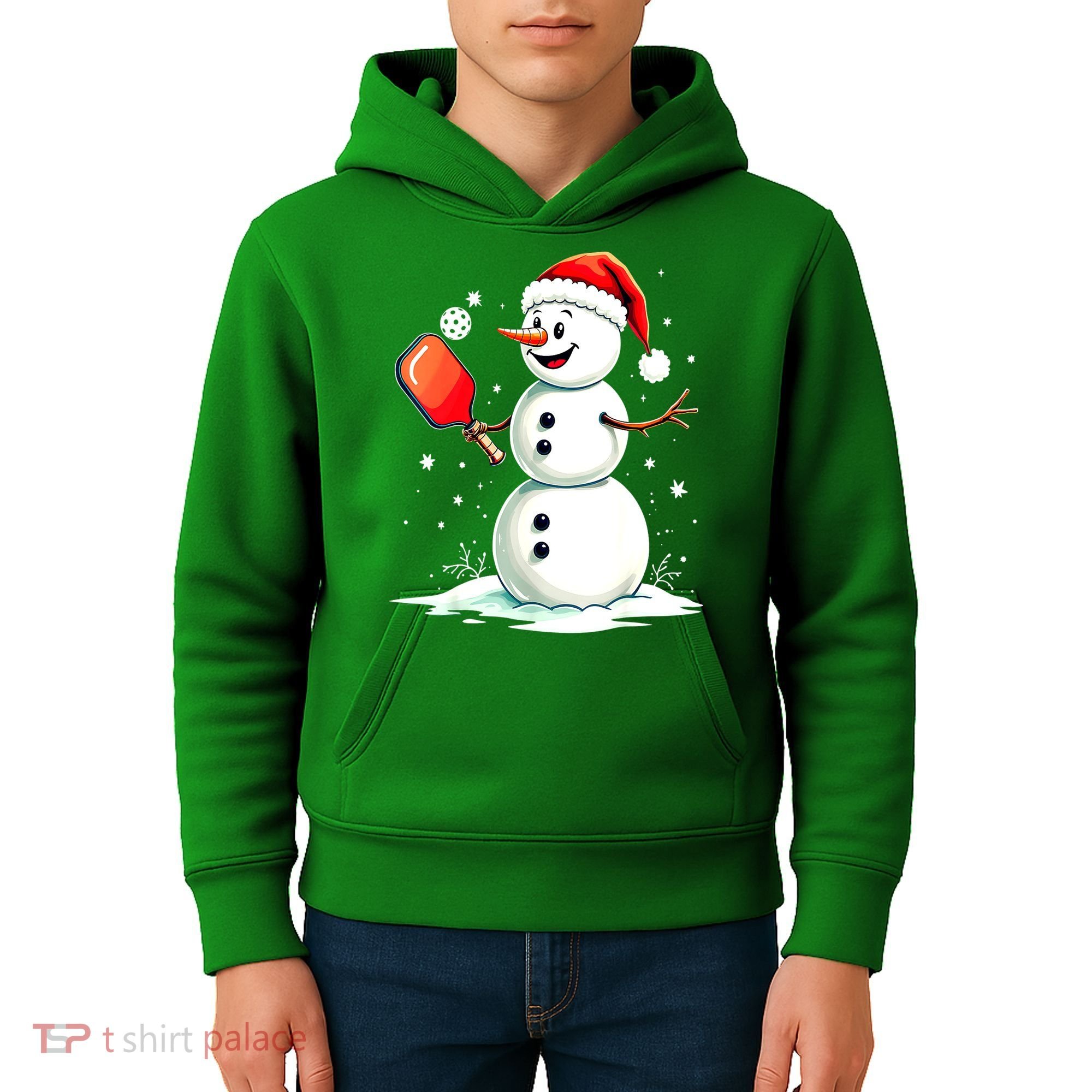 Christmas Pickleball Player Funny Pickleball Snowman Xmas Gift Kids Hoodie