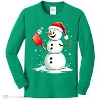 Christmas Pickleball Player Funny Pickleball Snowman Xmas Gift Kids Long Sleeve Shirt thumb 0