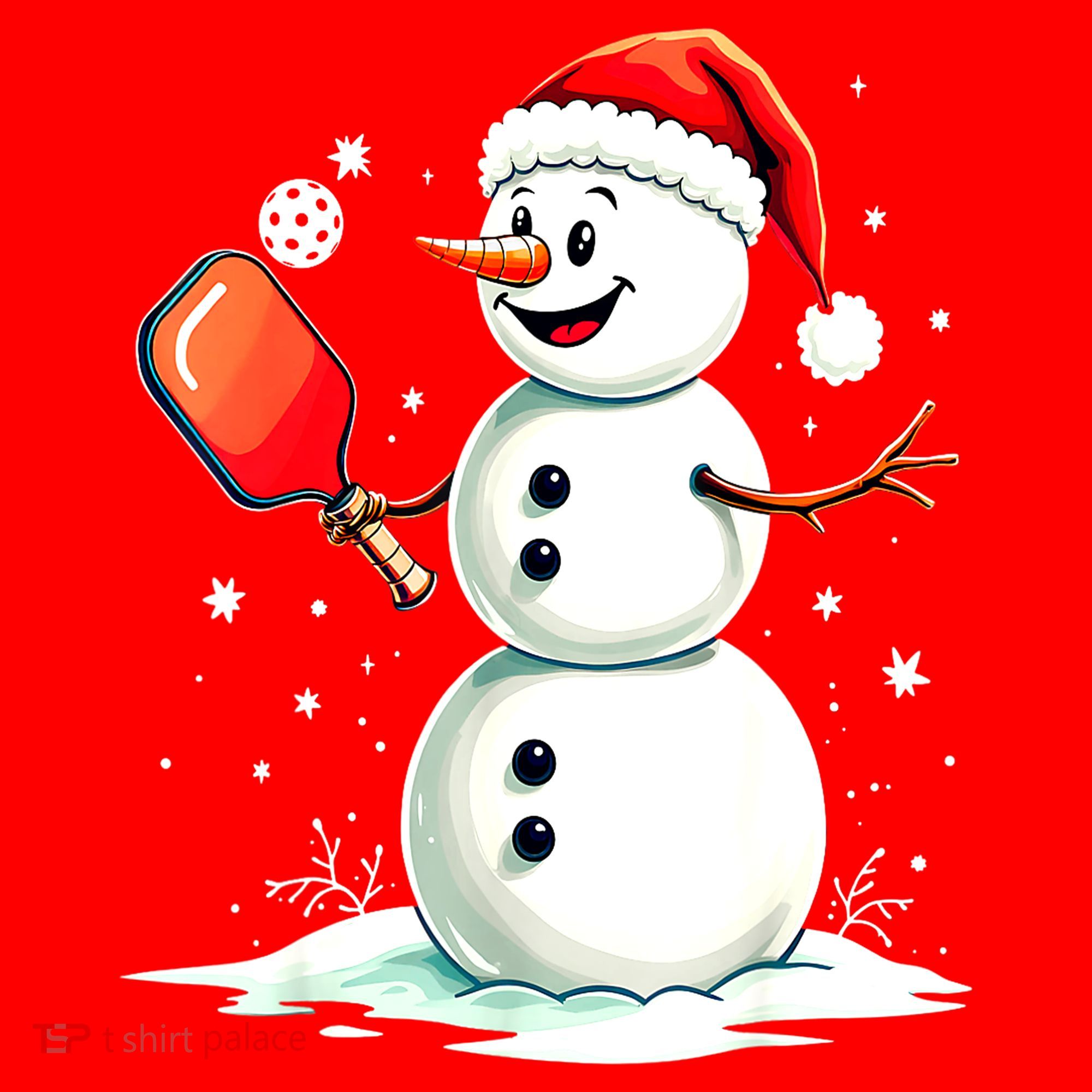 Christmas Pickleball Player Funny Pickleball Snowman Xmas Gift Santa Hat