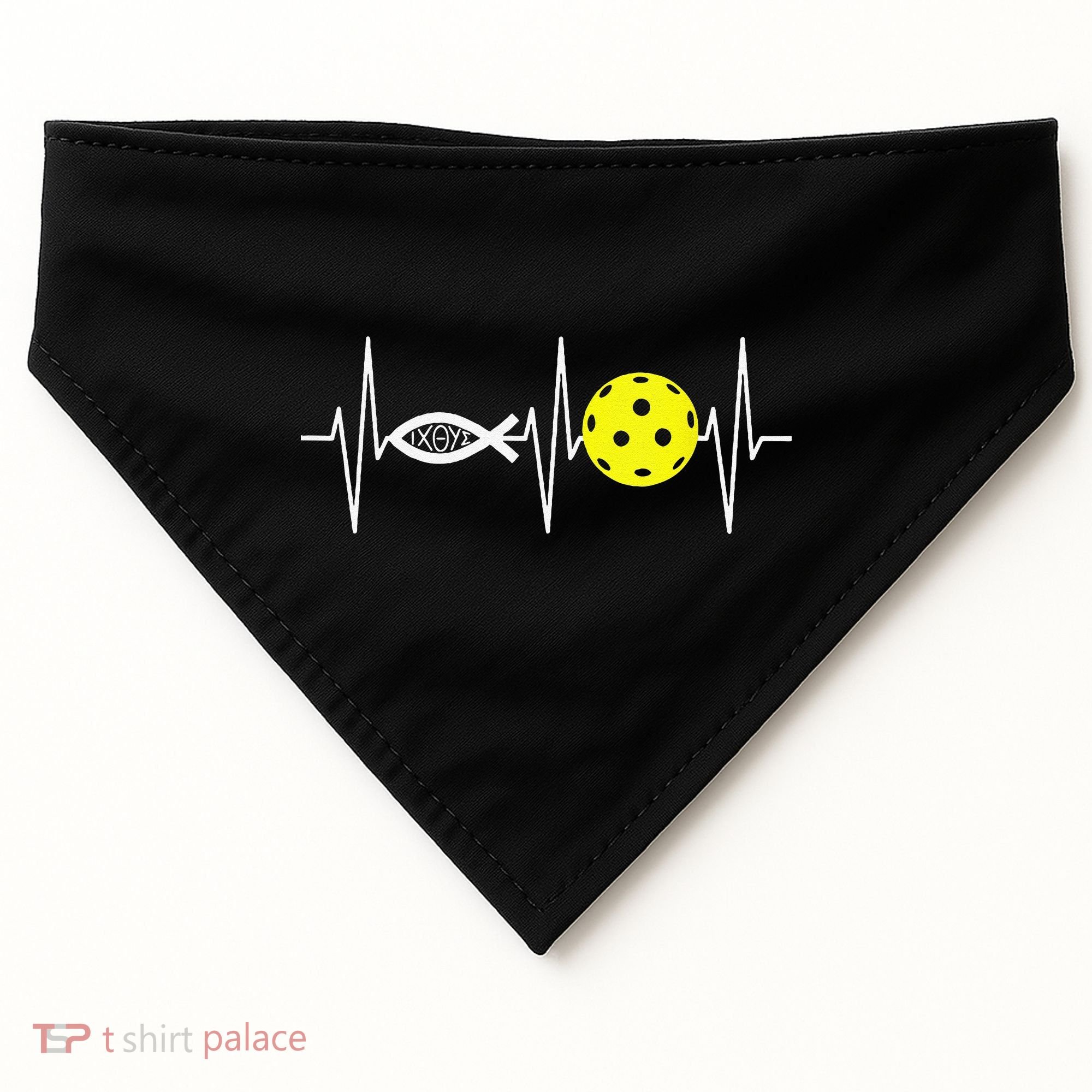 Christian Pickleball Player Ichthys Jesus Fish Symbol USA-Made Doggie Bandana