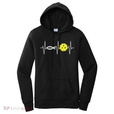 Christian Pickleball Player Ichthys Jesus Fish Symbol Women's Hoodie