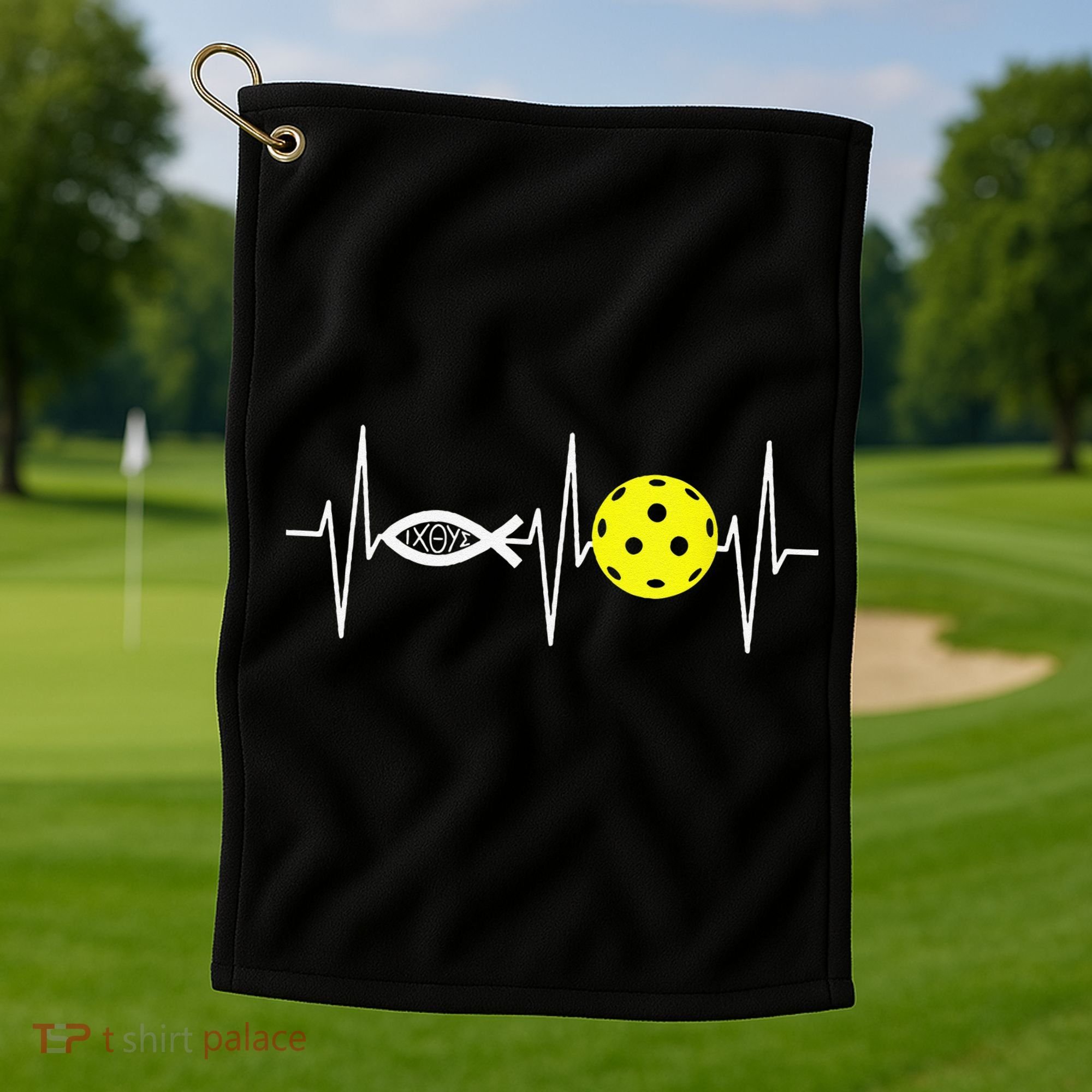 Christian Pickleball Player Ichthys Jesus Fish Symbol Golf Towel