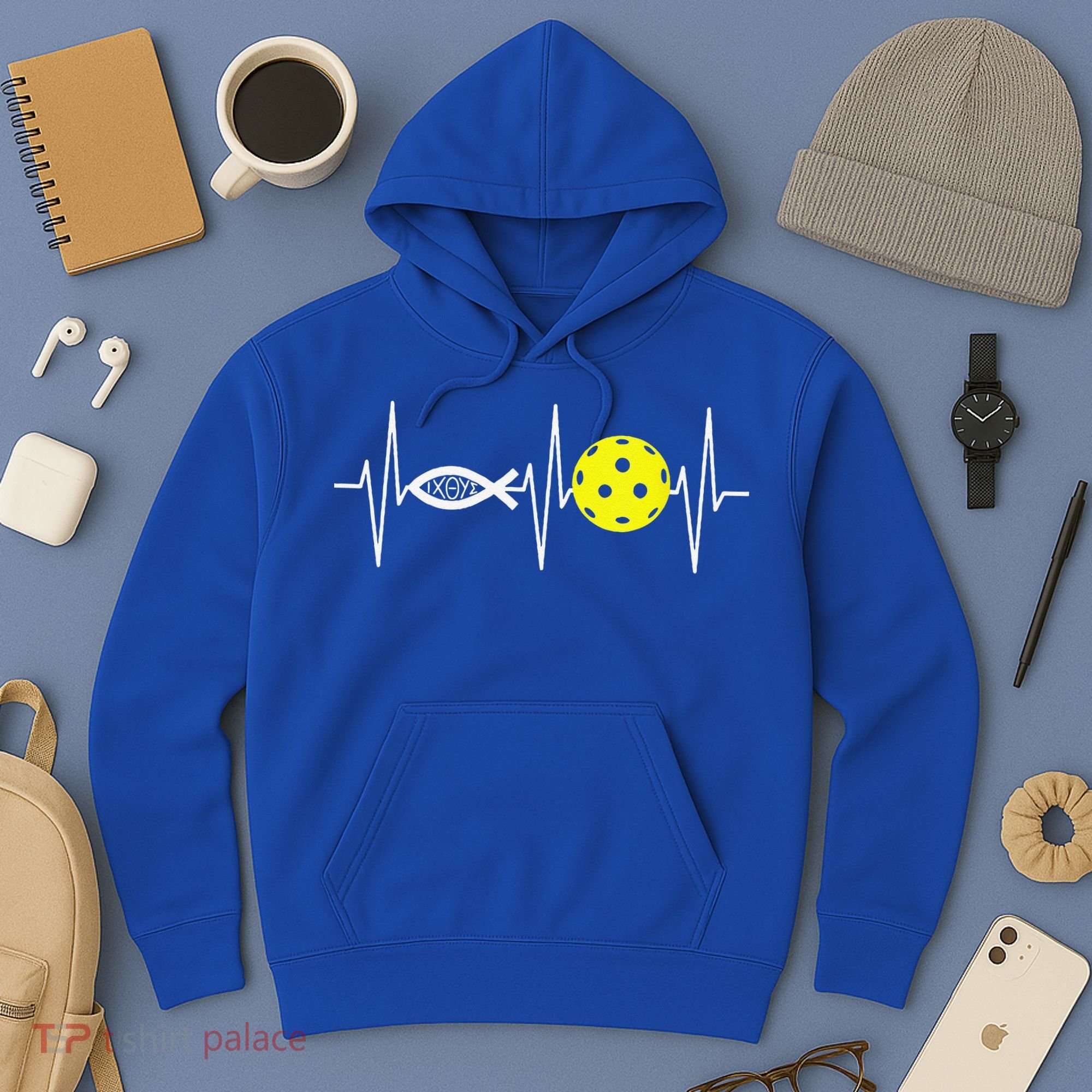 Christian Pickleball Player Ichthys Jesus Fish Symbol Hoodie