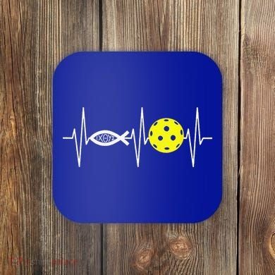 Christian Pickleball Player Ichthys Jesus Fish Symbol Coaster
