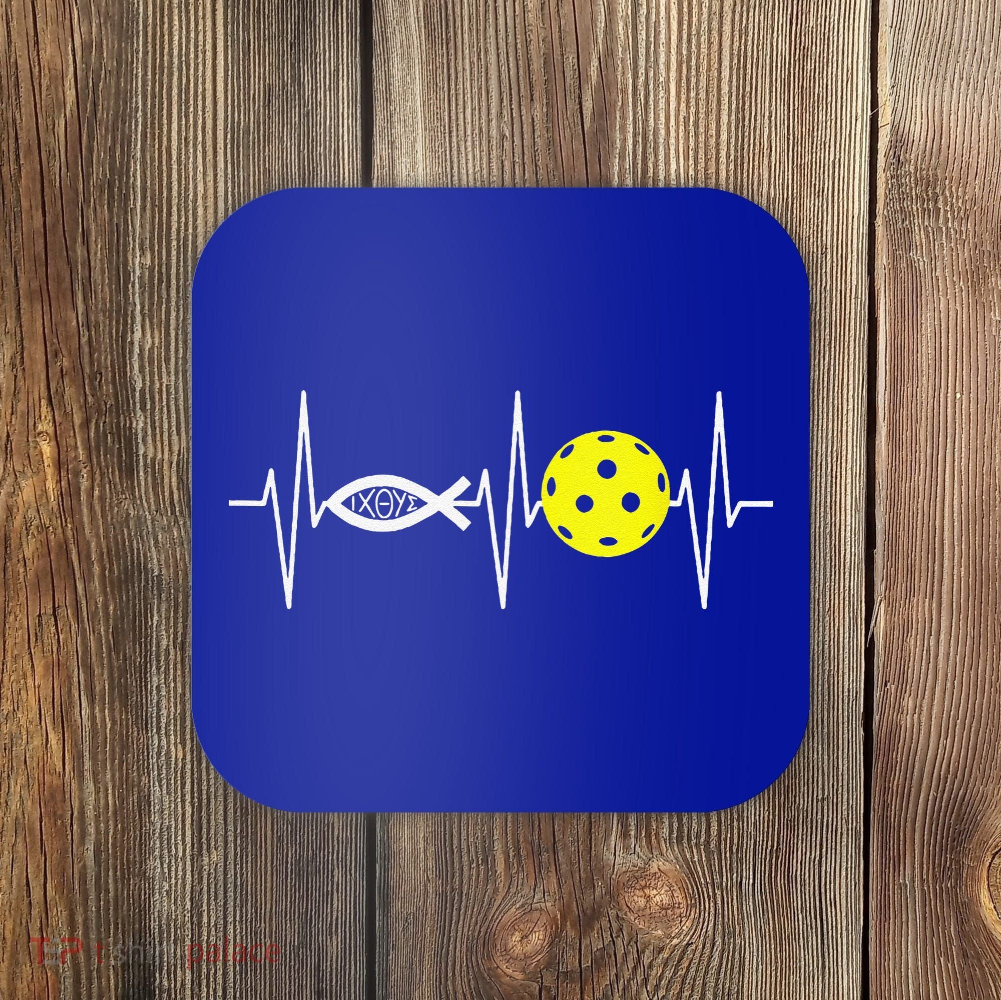 Christian Pickleball Player Ichthys Jesus Fish Symbol Coaster