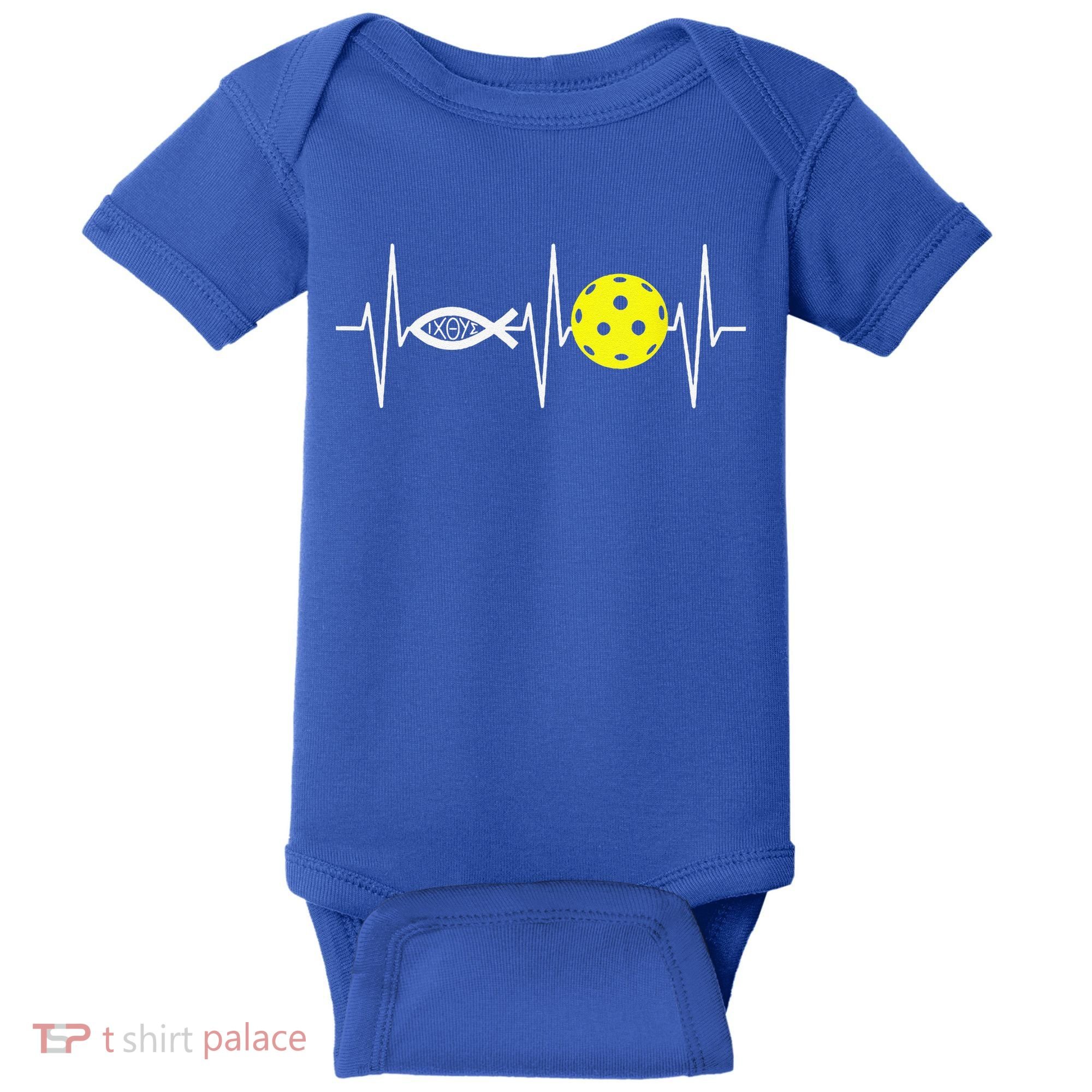 Christian Pickleball Player Ichthys Jesus Fish Symbol Baby Bodysuit