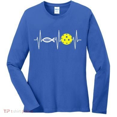 Christian Pickleball Player Ichthys Jesus Fish Symbol Women's Long Sleeve Shirt