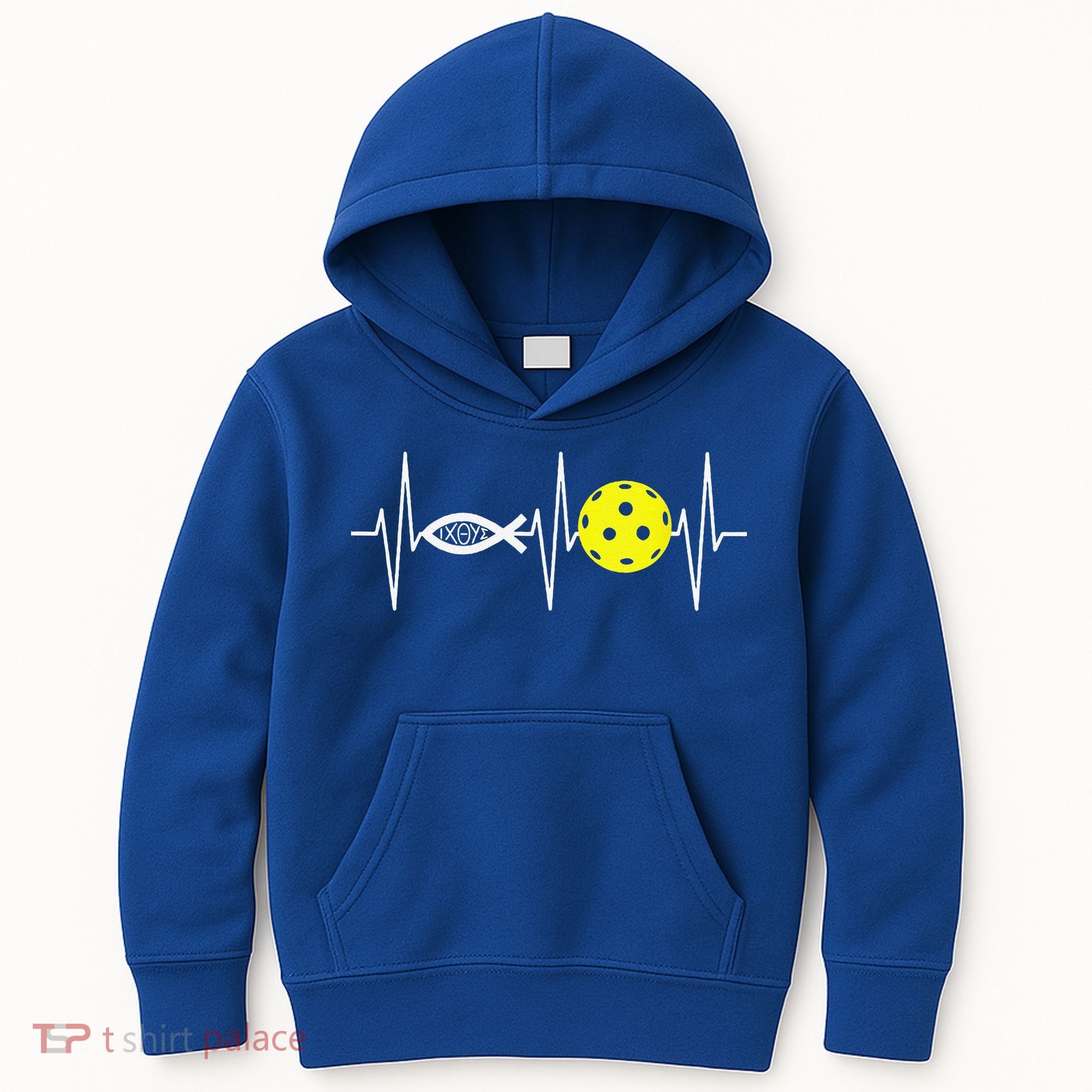 Christian Pickleball Player Ichthys Jesus Fish Symbol Kids Hoodie