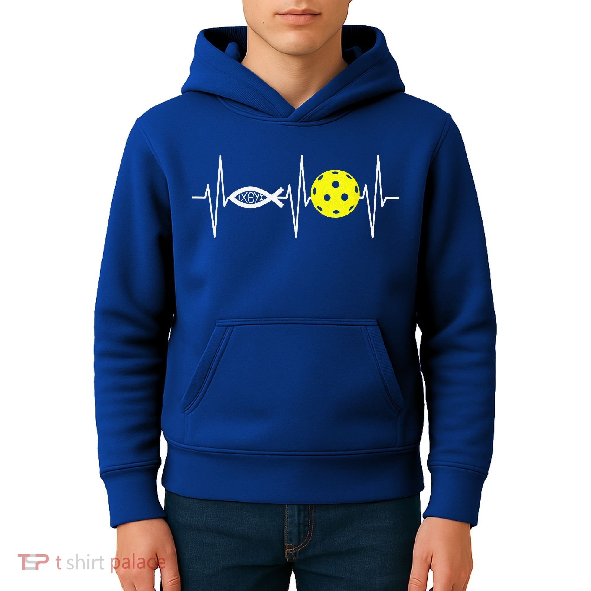 Christian Pickleball Player Ichthys Jesus Fish Symbol Kids Hoodie