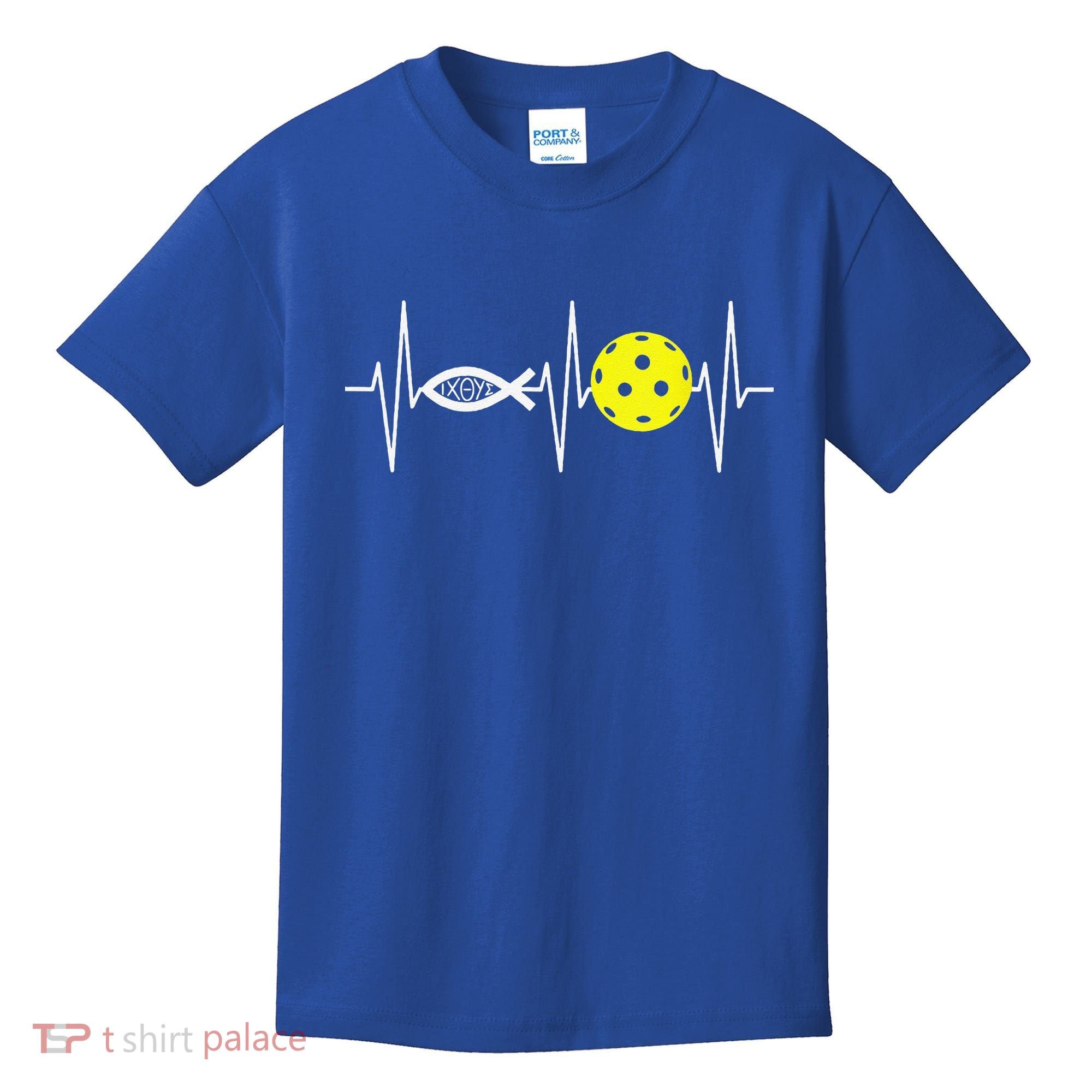 Christian Pickleball Player Ichthys Jesus Fish Symbol Kids T-Shirt