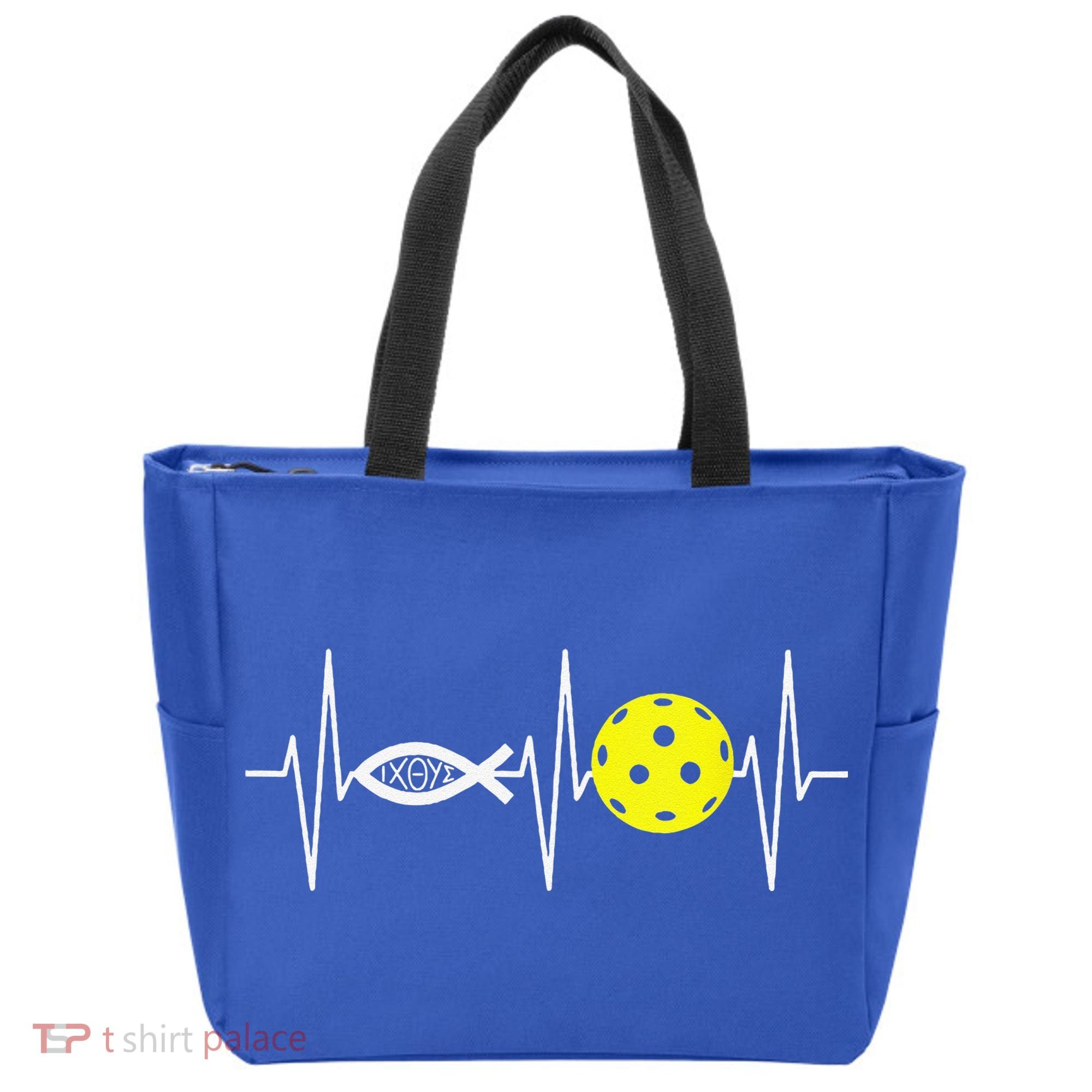 Christian Pickleball Player Ichthys Jesus Fish Symbol Tote Bag