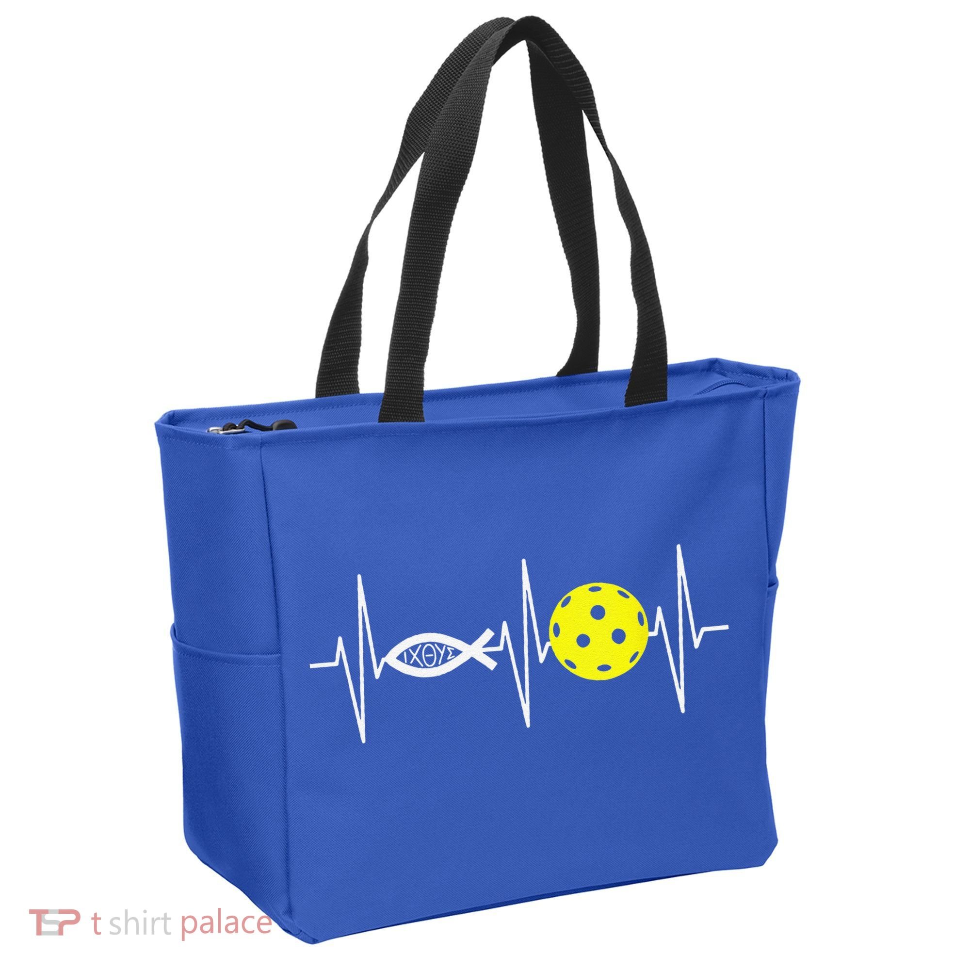 Christian Pickleball Player Ichthys Jesus Fish Symbol Tote Bag