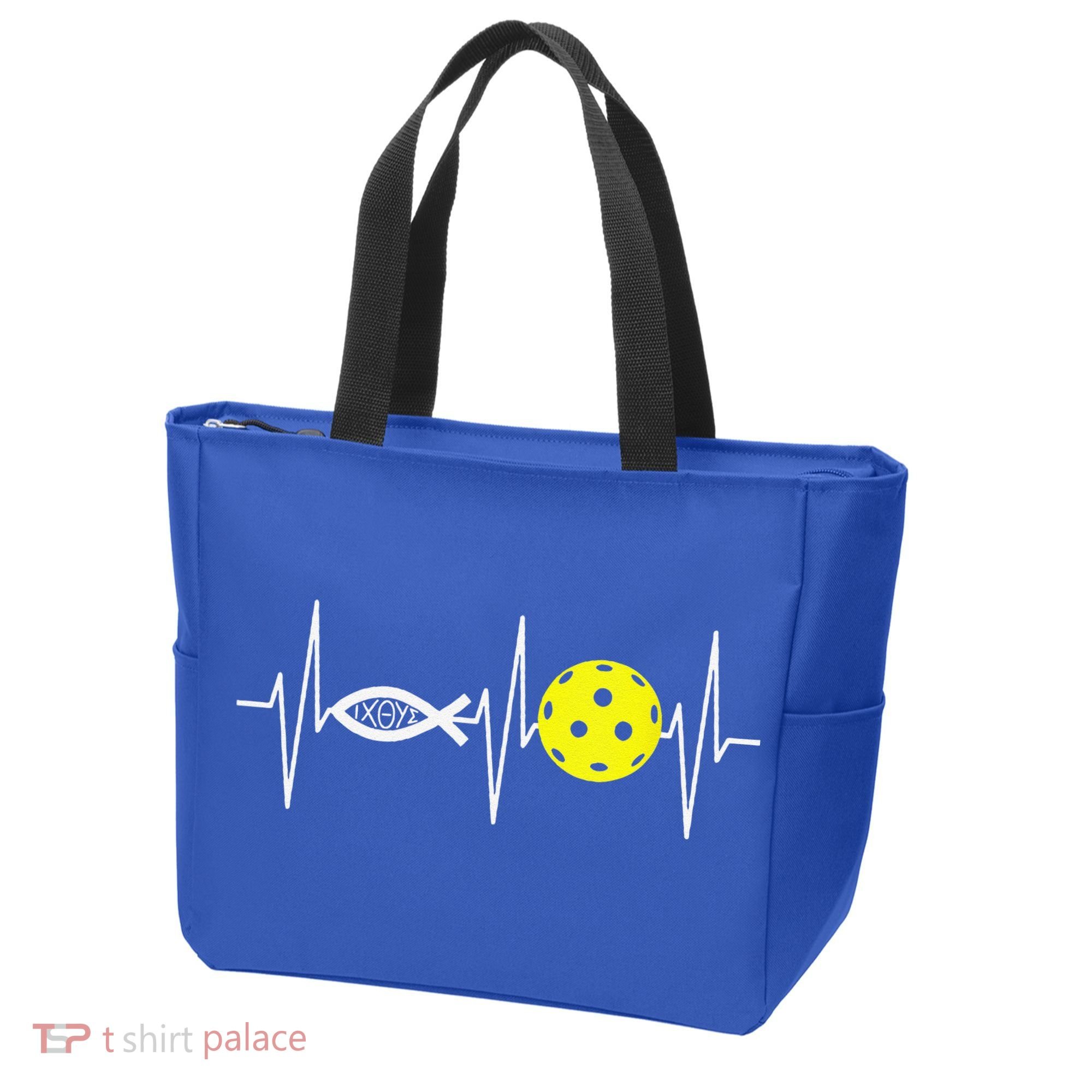 Christian Pickleball Player Ichthys Jesus Fish Symbol Tote Bag