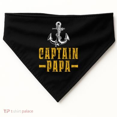 Captain Papa Pontoon Boat Owner Captain Sailors Boating Gift USA-Made Doggie Bandana