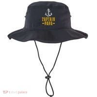 Captain Papa Pontoon Boat Owner Captain Sailors Boating Gift Bucket Hat thumb 0