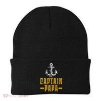 Captain Papa Pontoon Boat Owner Captain Sailors Boating Gift Beanie thumb 0
