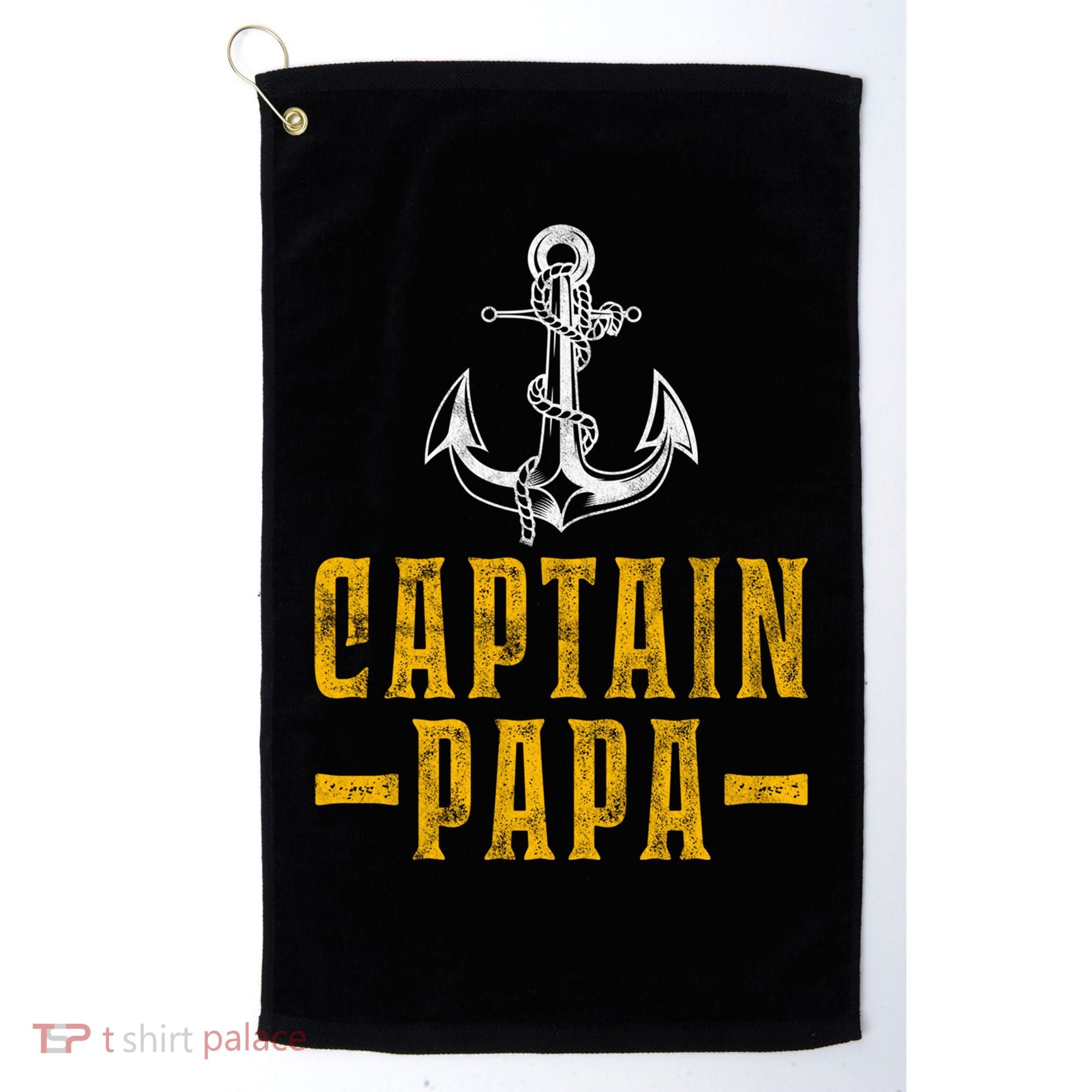 Captain Papa Pontoon Boat Owner Captain Sailors Boating Gift Golf Towel