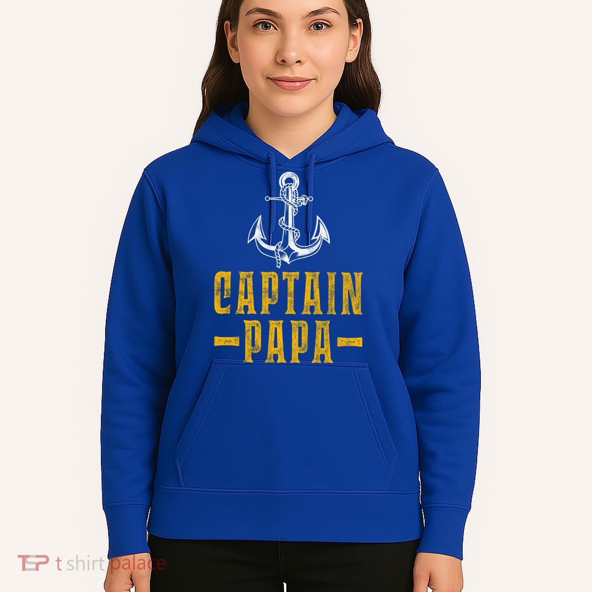 Captain Papa Pontoon Boat Owner Captain Sailors Boating Gift Hoodie