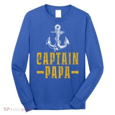 Captain Papa Pontoon Boat Owner Captain Sailors Boating Gift Long Sleeve Shirt
