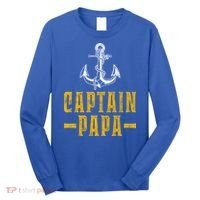 Captain Papa Pontoon Boat Owner Captain Sailors Boating Gift Long Sleeve Shirt thumb 0
