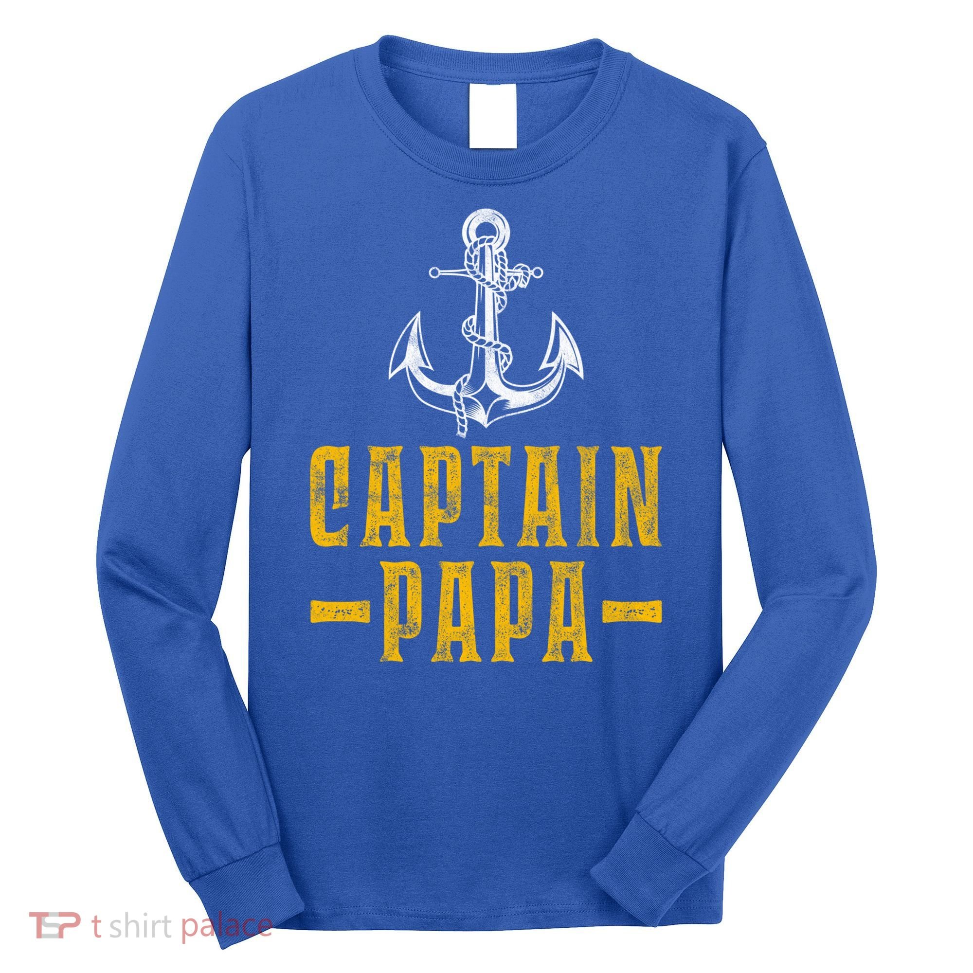 Captain Papa Pontoon Boat Owner Captain Sailors Boating Gift Long Sleeve Shirt