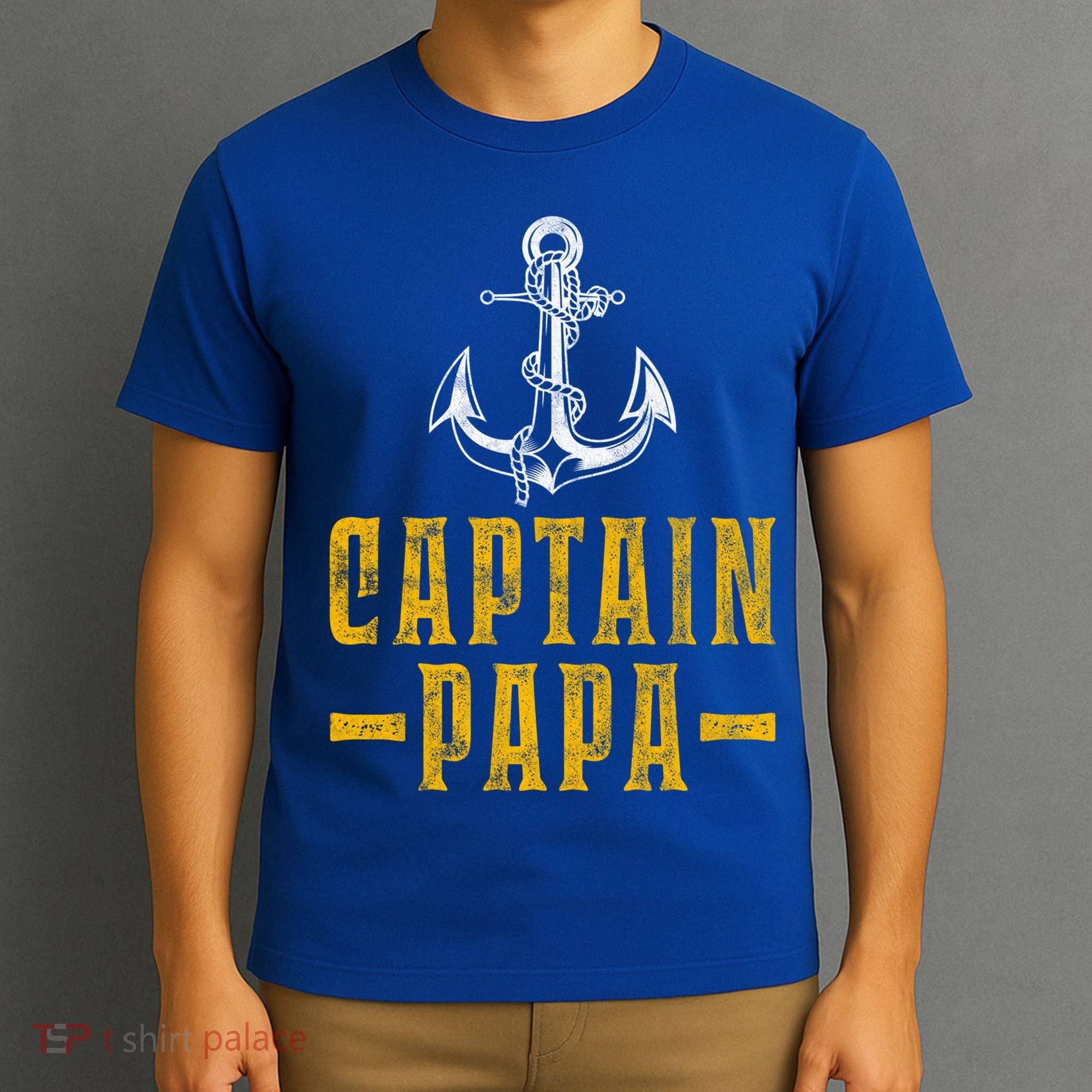 Captain Papa Pontoon Boat Owner Captain Sailors Boating Gift T-Shirt