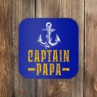 Captain Papa Pontoon Boat Owner Captain Sailors Boating Gift Coaster thumb 0